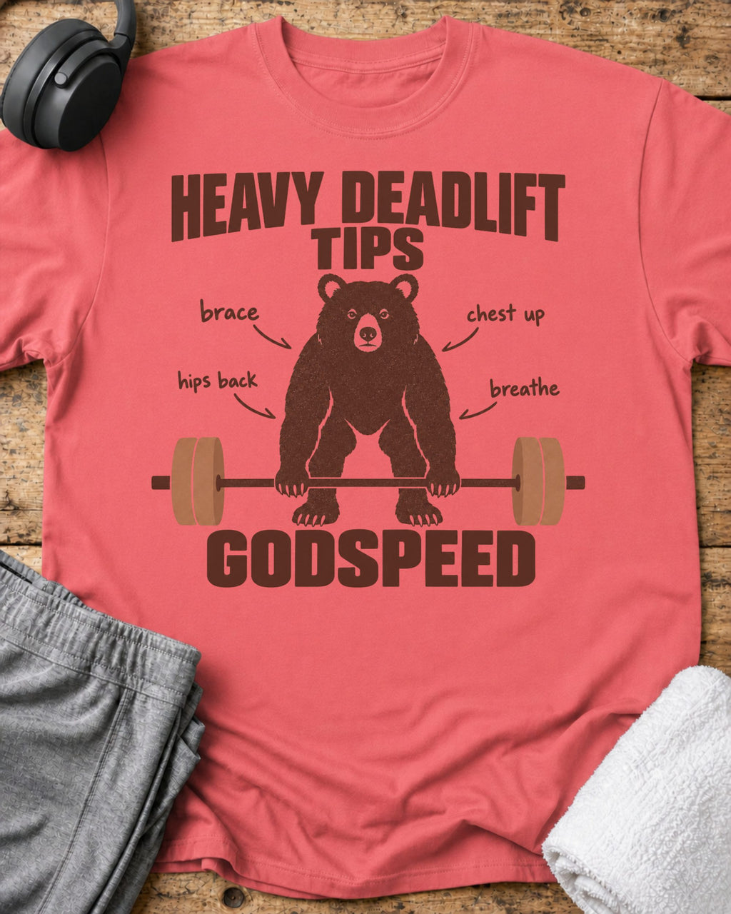 Heavy Deadlift Tips T-Shirt — Coral Silk