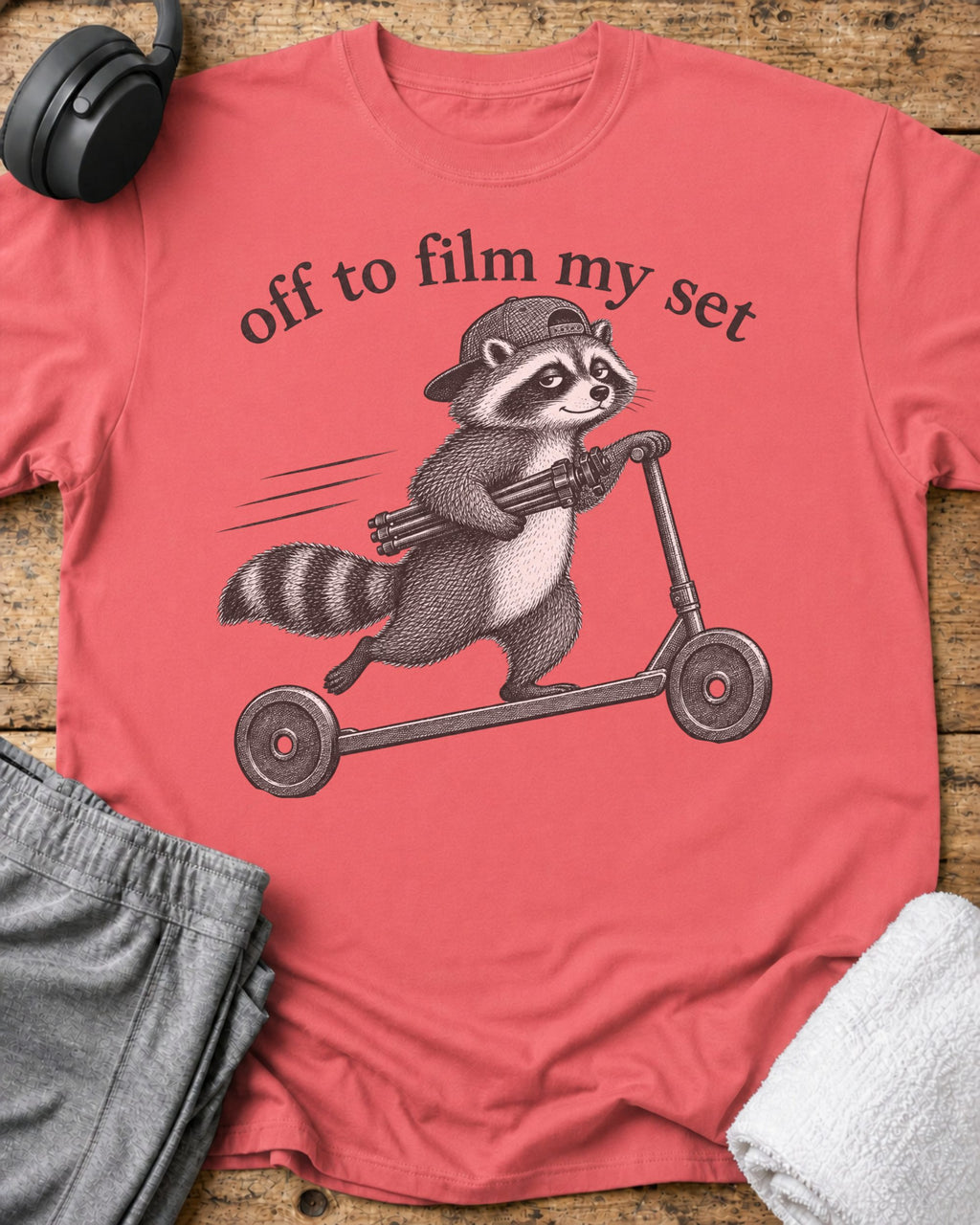 Off To Film T-Shirt — Coral Silk