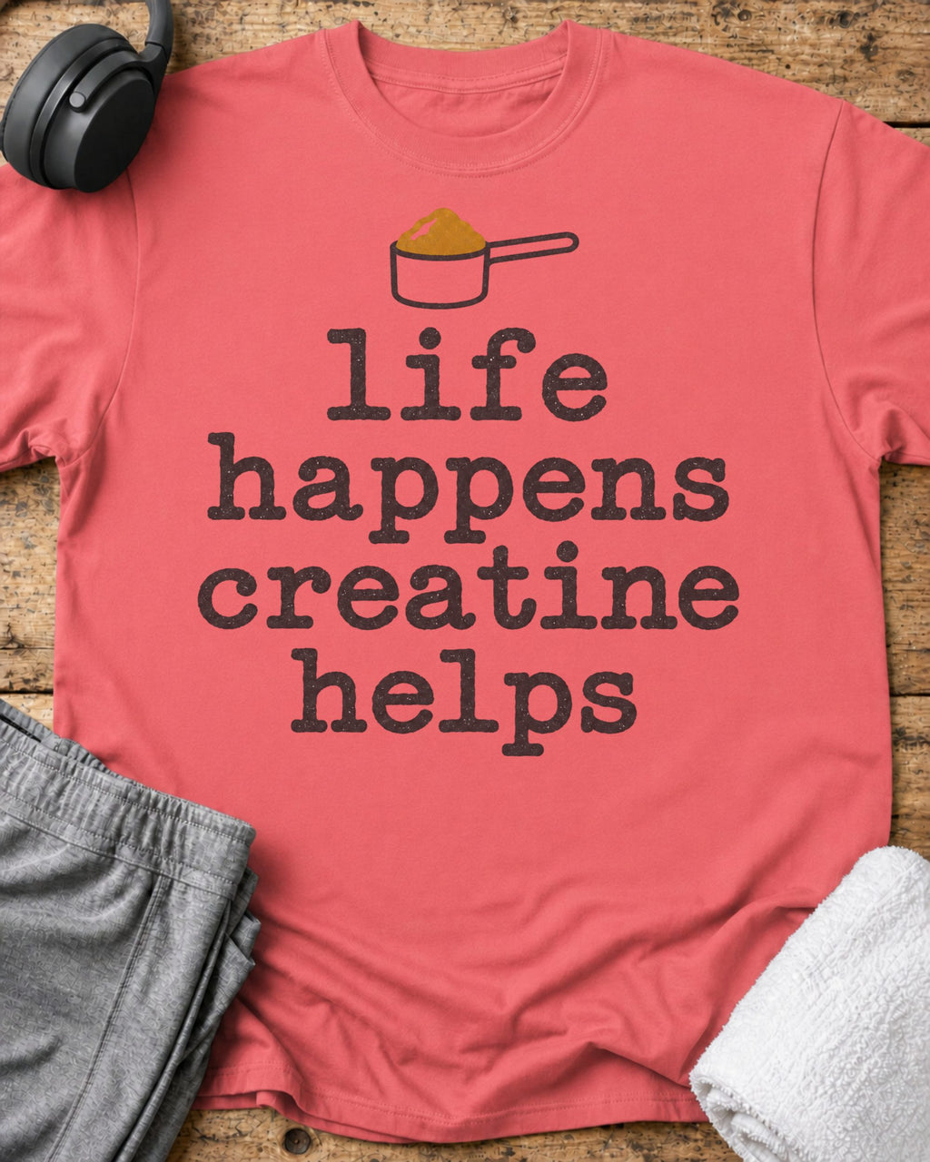 Life Happens T-Shirt — Coral Silk