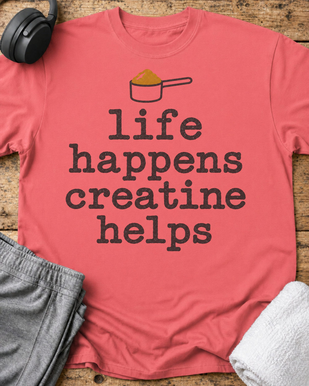 Life Happens T-Shirt — Coral Silk