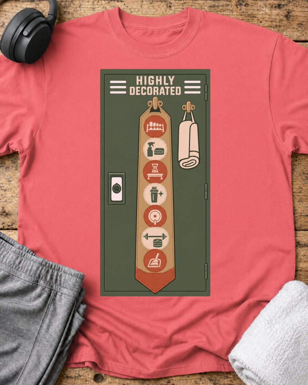 Highly Decorated T-Shirt — Coral Silk