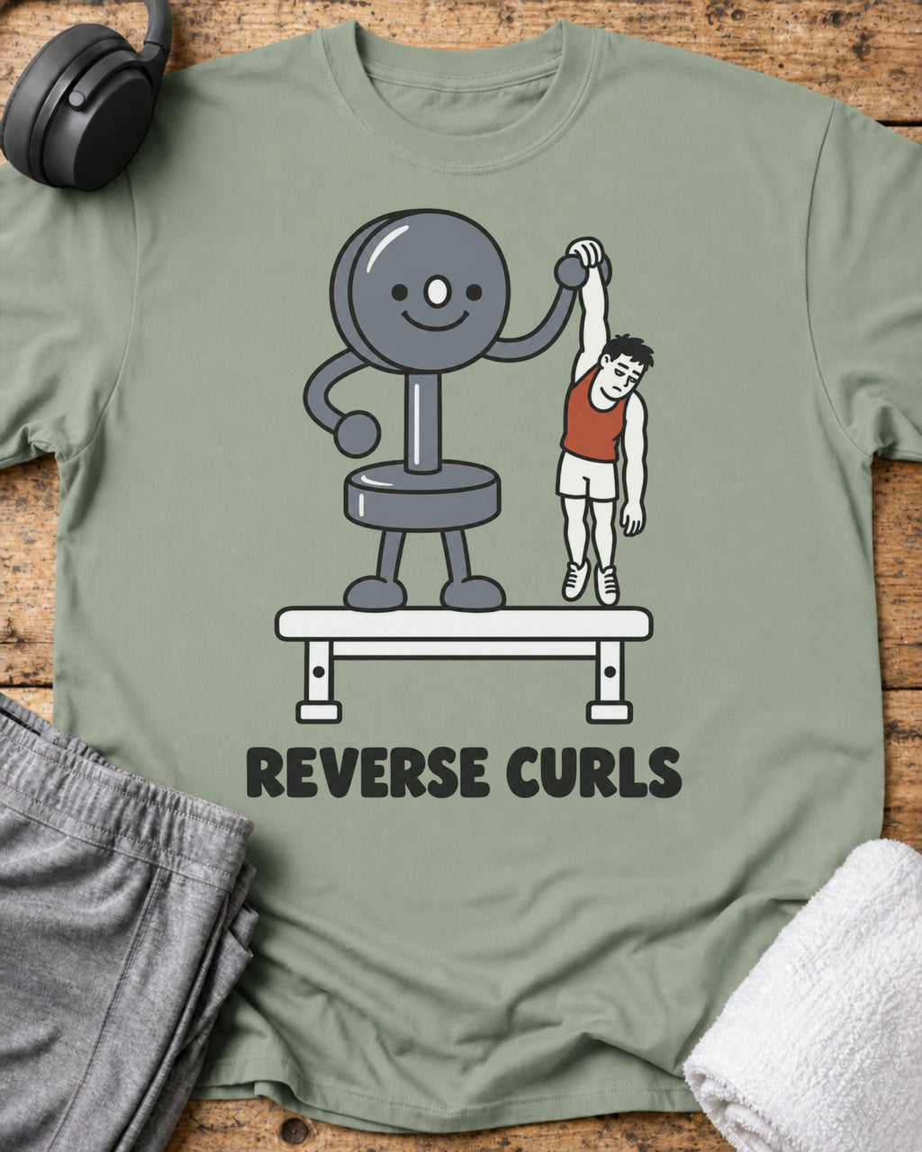 Reverse Curls T-Shirt — Sage