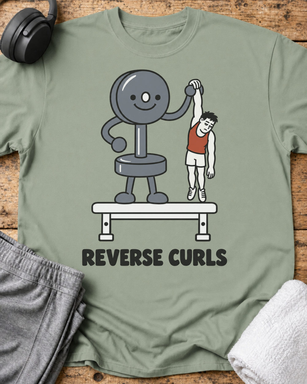 Reverse Curls T-Shirt — Sage
